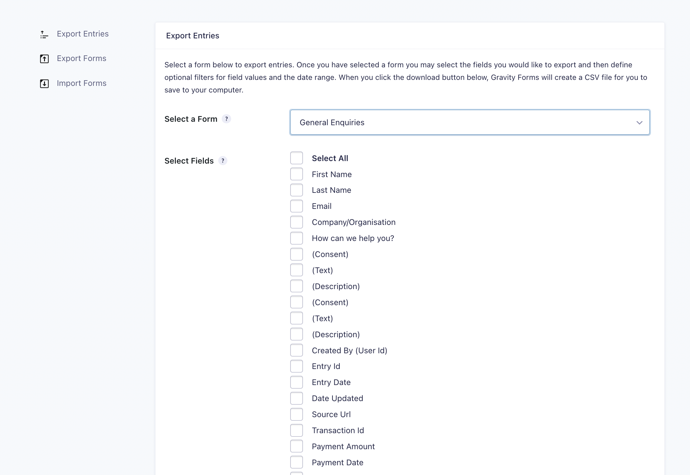 Forms Entries Preview